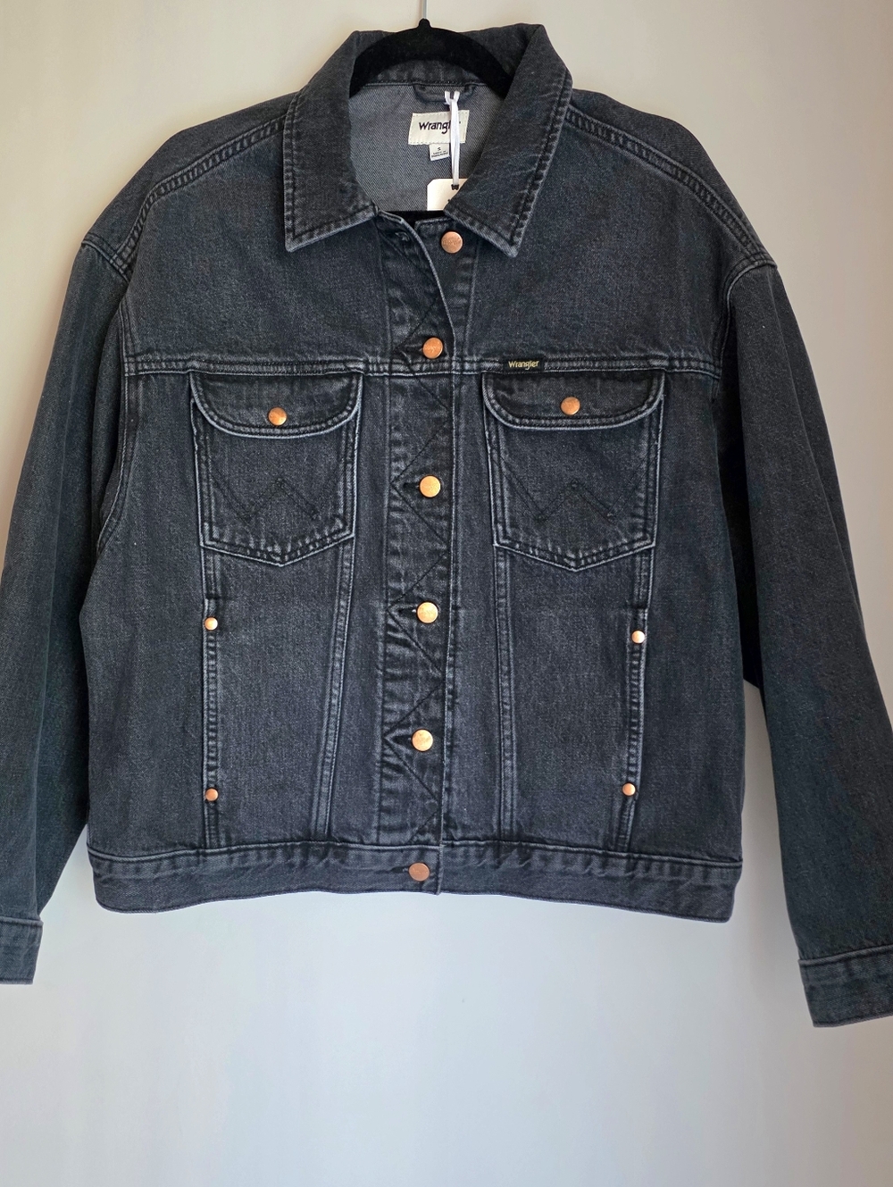 Wrangler Dark Wash Denim Trucker Jacket W/Copper Buttons Size S